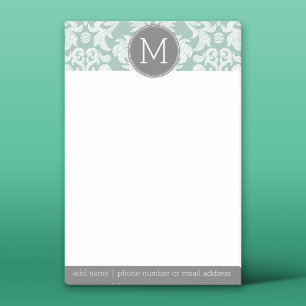 Post-it® Motif de Damas de la menthe et gris Monogramme per