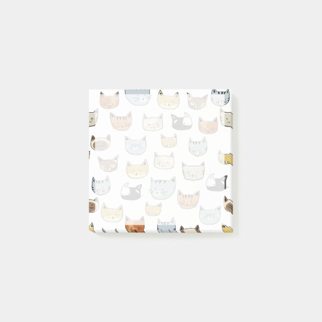 Post-it® Motif de Doodle visage de chat (Devant)