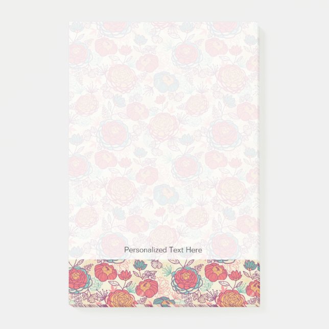 Post-it® Motif de fleurs et de feuille de pivoine (Devant)