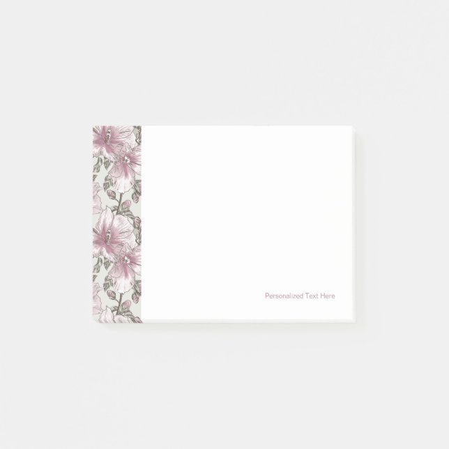 Post-it® Motif de fleurs rose amorti de ketmie (Devant)