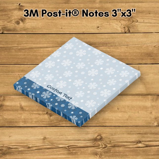 Post-it® Motif de flocons de neige sur fond bleu (Créateur téléchargé)
