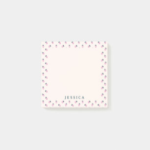 Post-it® Motif de fraise rose, nom personnalisé