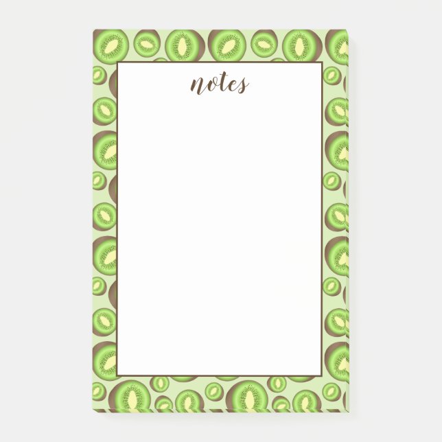 Post-it® Motif de kiwi vert et marron avec texte personnali (Devant)