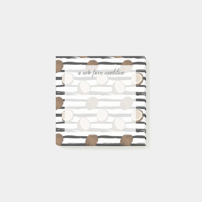 Post-it® Motif de noix de coco sur Grunge Stripes (Devant)