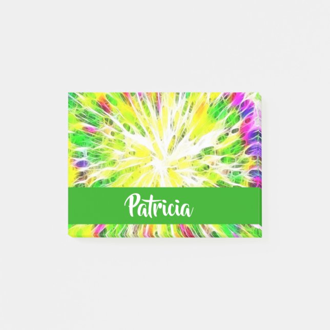 Post-it® motif de nom personnalisé de teinture à cravate co (Devant)