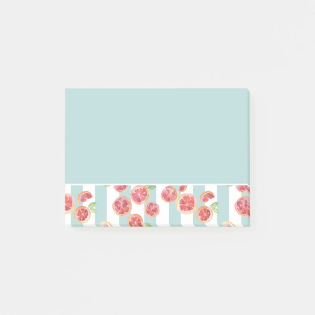 Post-it® Motif de pamplemousse rose sur les rayures vertes (Devant)