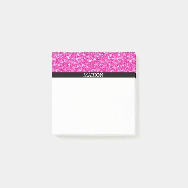 Post-it® Motif De Parties scintillant Blanc Et Rose Chaud (Devant)