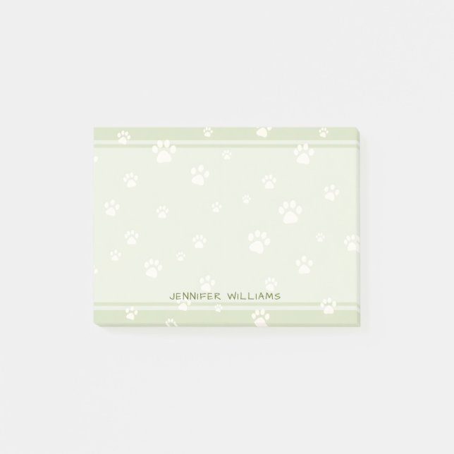 Post-it® Motif de patte de chien mignon Vert sauge  (Devant)