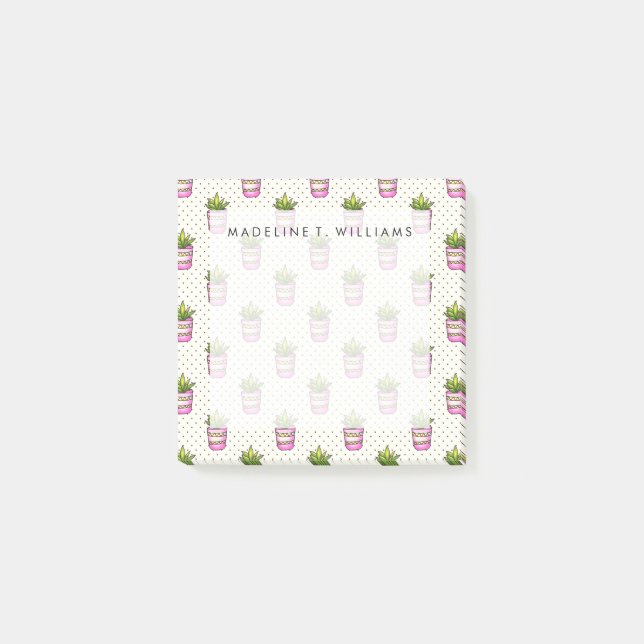 Post-it® Motif de point Polka Succulent Aquarelle (Devant)