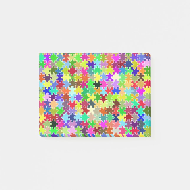 Post-it® Motif de puzzle coloré (Devant)