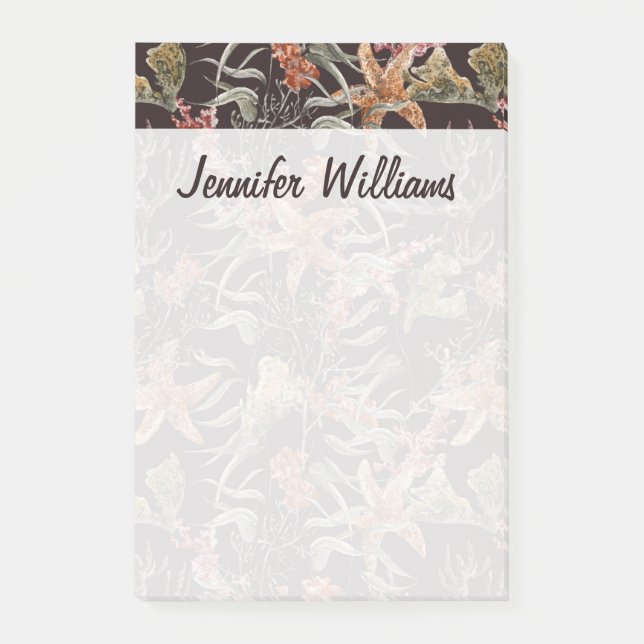 Post-it® Motif de Shabby Sea Life| Ajouter votre nom (Devant)