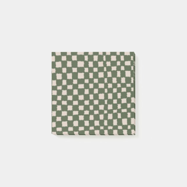 Post-it® Motif de tableau À damiers gris vert (Devant)