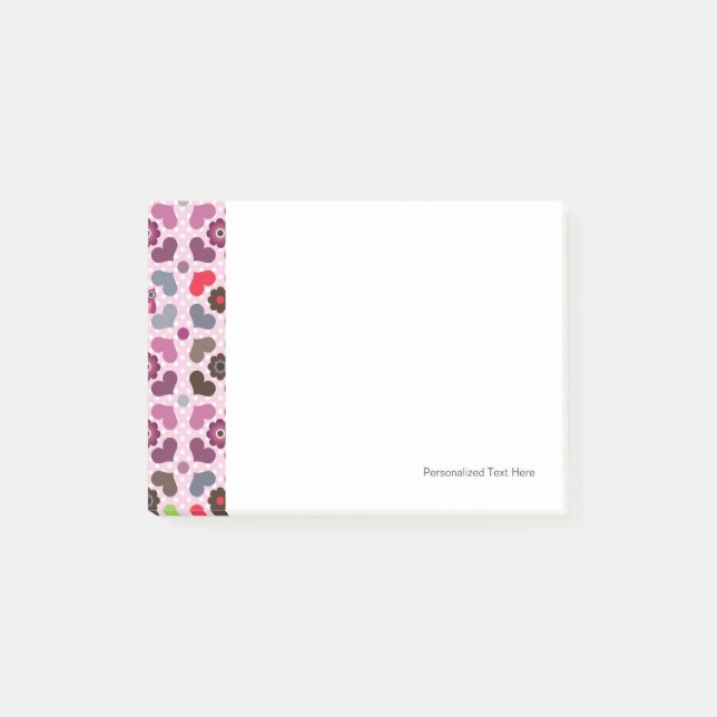 Post-it® motif des fleurs et des hiboux roses (Devant)