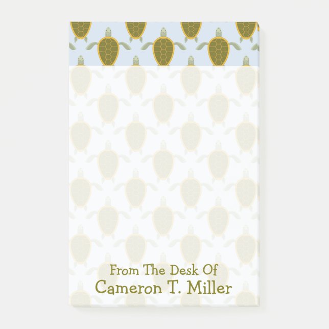 Post-it® Motif Des Tortues De Mer| Ajouter votre nom (Devant)