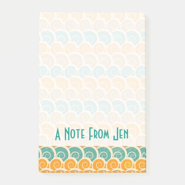 Post-it® Motif des vagues d'aquarelle| Ajouter votre nom (Devant)