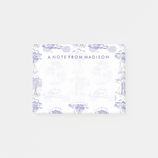 Post-it® Motif des vagues et des navires aquarelles (Devant)