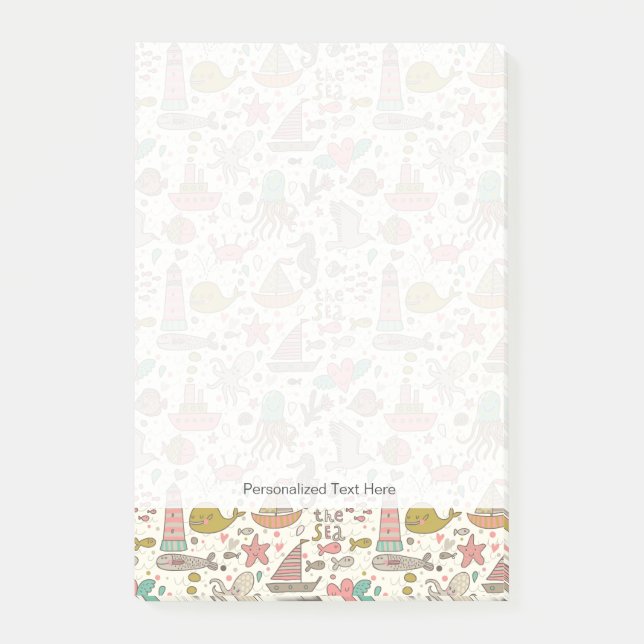 Post-it® Motif D'Été Amusant Avec Navires (Devant)