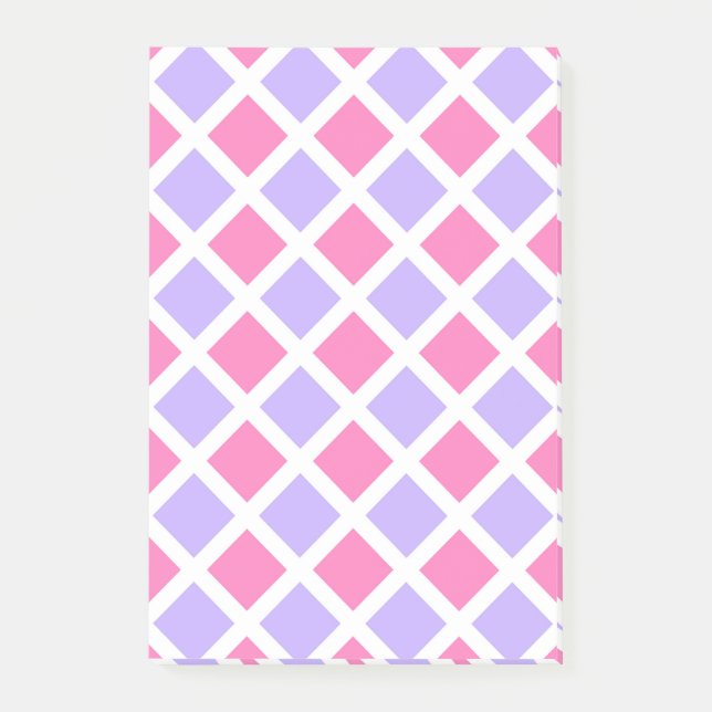 Post-it® Motif diamant à carreaux rose violet (Devant)