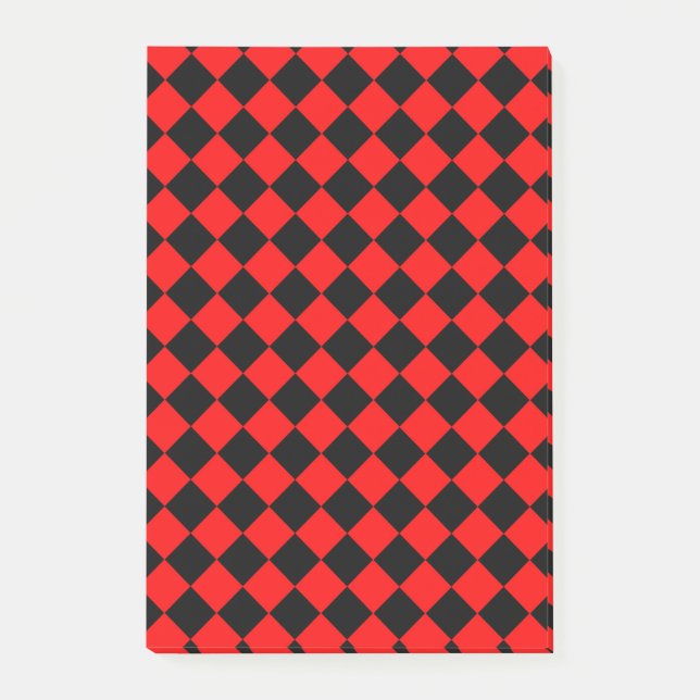 Post-it® Motif diamant à carreaux rouges et noirs (Devant)