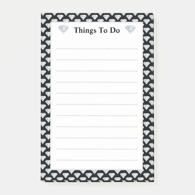 Post-it® Motif diamant élégant Choses à faire alignées (Devant)