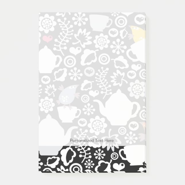 Post-it® Motif d'oiseaux et de tasses (Devant)