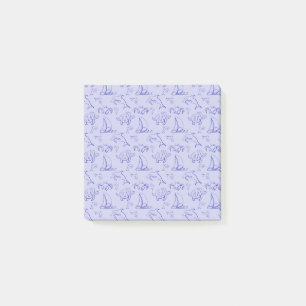 Post-it® Motif d'une ligne d'animal marin et voilier
