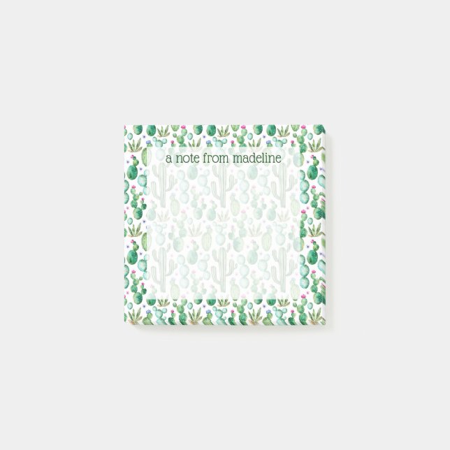 Post-it® Motif d'usines de cactus d'aquarelle (Devant)