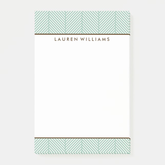 Post-it® Motif élégant Green Herringbone (Devant)