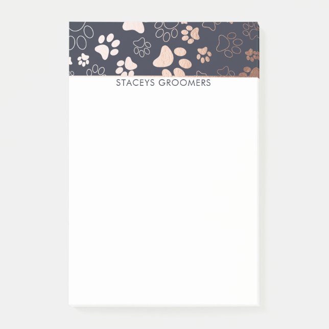 Post-it® Motif Empreinte de patte rose Gold Et Marine (Devant)
