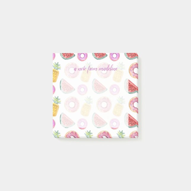 Post-it® Motif en pastel de flotteur de piscine d'aquarelle (Devant)