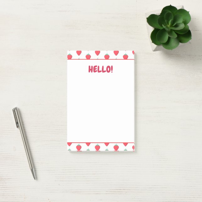 Post-it® Motif esthétique Mignon Fraise Kawaii (Bureau)