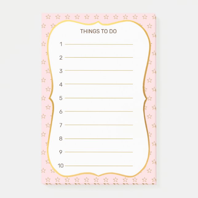 Post-it® Motif étoile sur Choses à faire rose ligné (Devant)