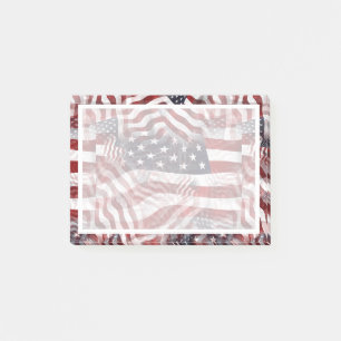 Post-it® Motif étoiles rayures rouge blanc bleu drapeau amé