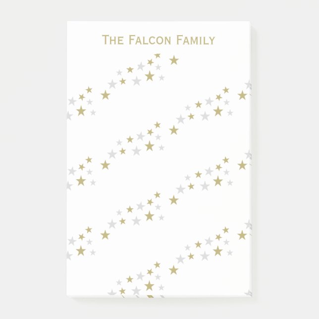 Post-it® Motif Faux Silver Gold Stars personnalisé (Devant)