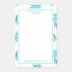 Post-it® Motif feuille de palme bleu-vert tropical