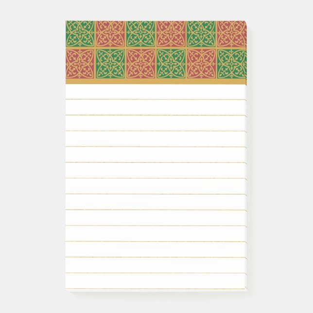 Post-it® Motif fleur de lis rouge et vert (Devant)
