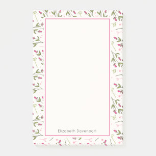 Post-it® Motif Fleur sauvage à longue tige rose et vert