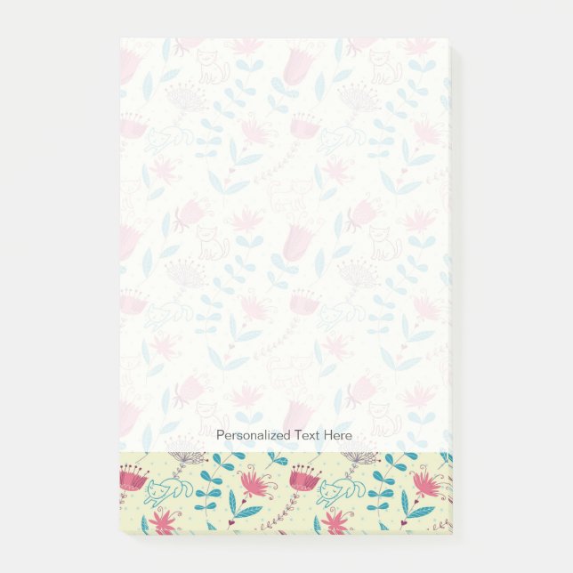 Post-it® Motif floral avec chats de dessin animé (Devant)