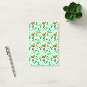 Post-it® Motif floral avec fleurs roses colorées