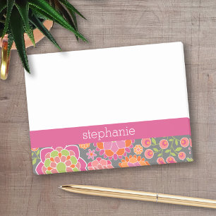 Post-it® Motif floral de printemps coloré Nom personnalis
