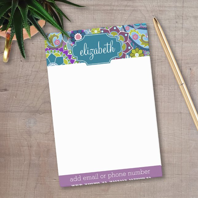 Post-it® Motif floral funky avec nom personnalisé (Personalized Post-It Notes - Add your name and contact information)