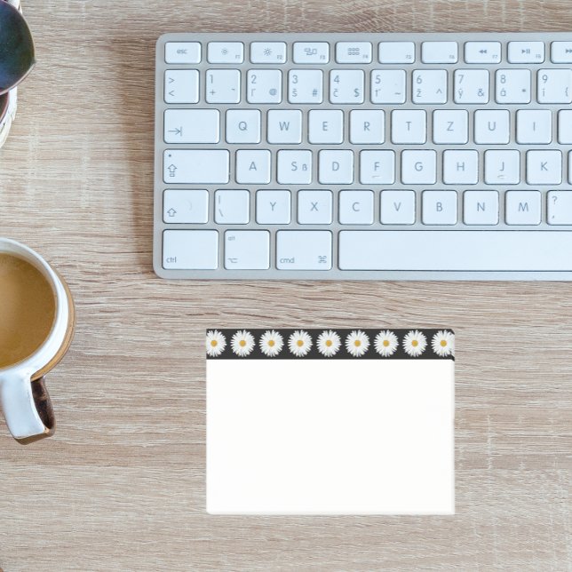 Post-it® Motif floral marguerrier blanc sur la bordure noir (In Situ)