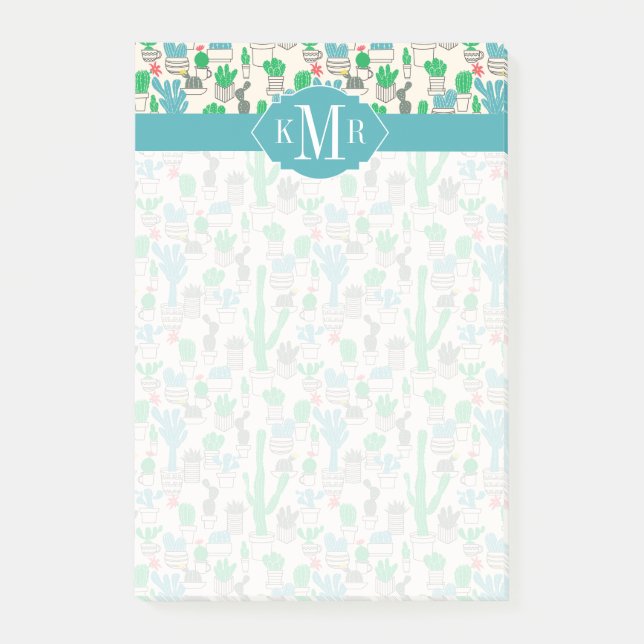 Post-it® Motif floral naturel mignon de cactus (Devant)