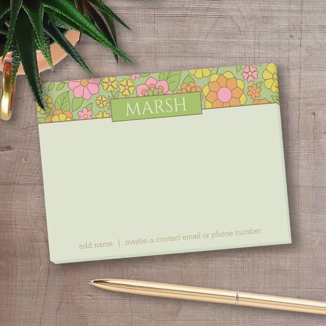 Post-it® Motif floral Pastel coloré - Monogramme (Personalized post-it notes - add your name and other text)