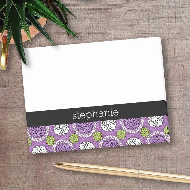 Post-it® Motif Floral tendance - Orchidée violet citron ver (Personalized Post-It Notes - add name or other text)