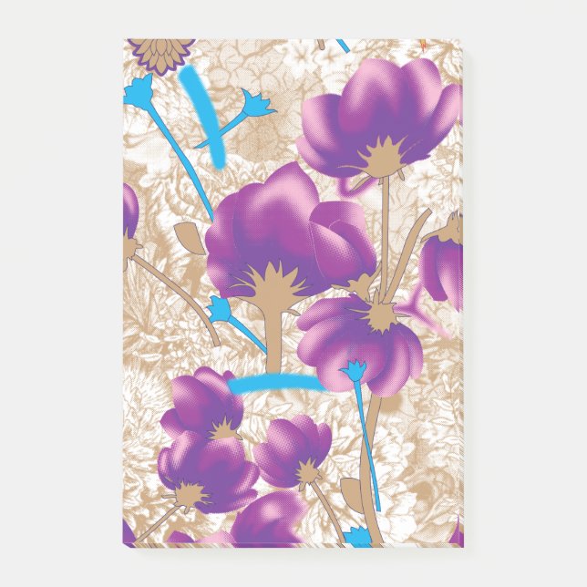 Post-it® Motif floral vif avec violet et bleu f (Devant)