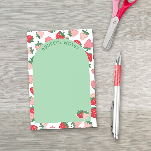 Post-it® Motif Fraise Rose Rouge Arche Verte Ajouter Nom (Créateur téléchargé)