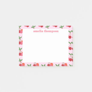 Post-it® Motif Fruit cerise en rose et rouge Personnalisé