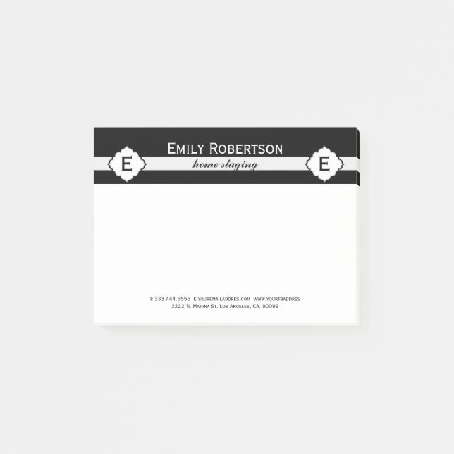 Post-it® Motif géométrique des bandes noires et blanches (Devant)