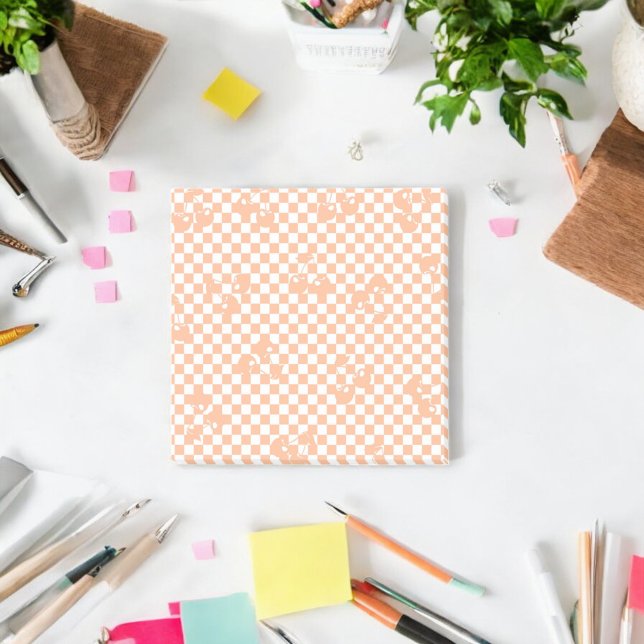 Post-it® Motif Gingham Cerise Fuzz pêche (Créateur téléchargé)